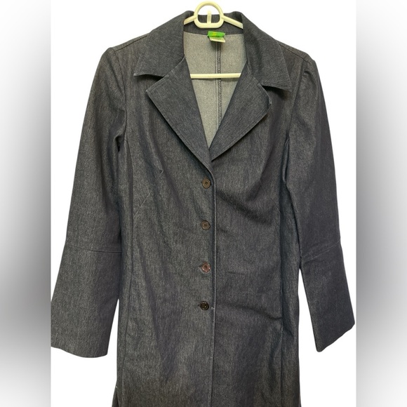 Tothemax! Navy denim ankle length trench coat jacket NWOT - Picture 5 of 9